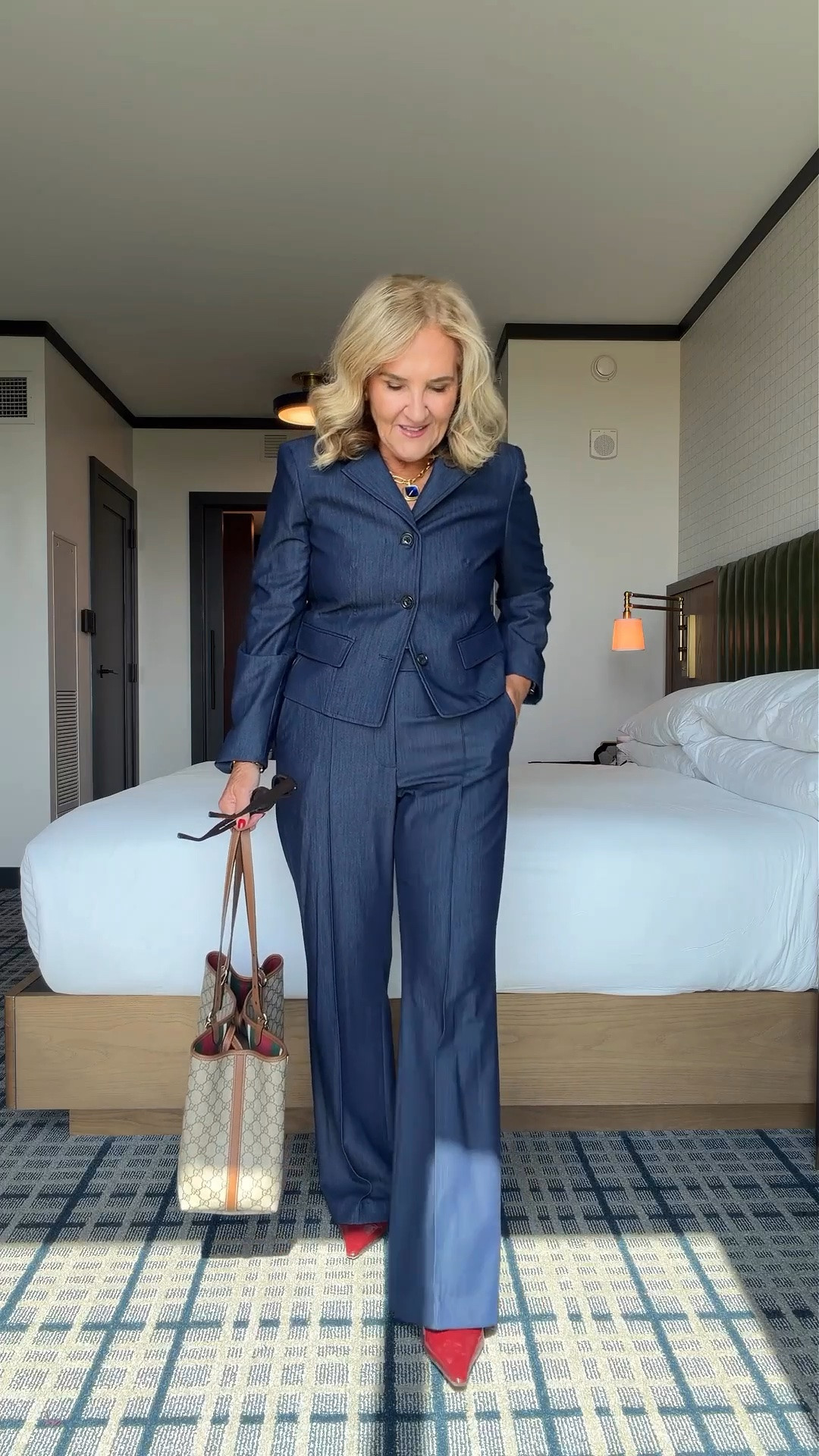 There’s just something about a matching suit that makes getting dressed feel so much easier. I’m wearing an 8 in both the blazer and pants, and I added the red shoes for a little fun.

#LTKgrwm #LTKdayinmylife #LTKootd