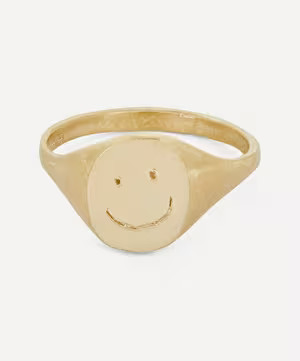 9ct Gold Happy Face Signet Ring | Liberty London (UK)