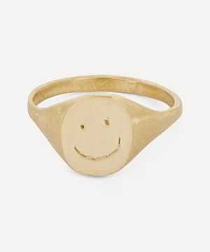 9ct Gold Happy Face Signet Ring | Liberty London (UK)