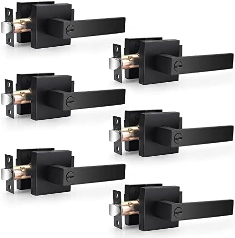 Probrico Heavy Duty Flat Black Square Privacy Interior Door Levers Bedroom and Bathroom Door Hand... | Amazon (CA)