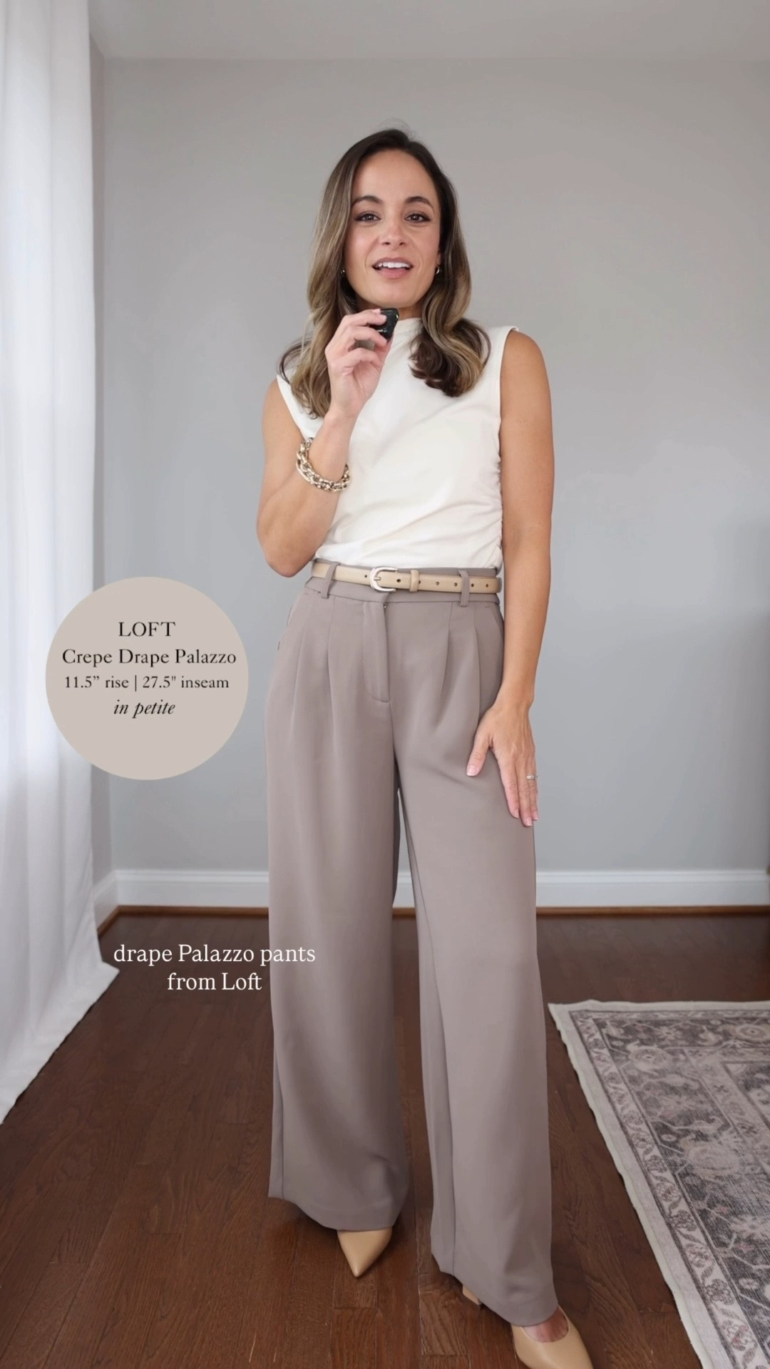 A look at the palazzo pants with heels. In my original review I felt they didn’t work with flats but after another try I felt like they worked with sneakers/flats too. 

Pants: petite 00 
Top: xs

#LTKPetite