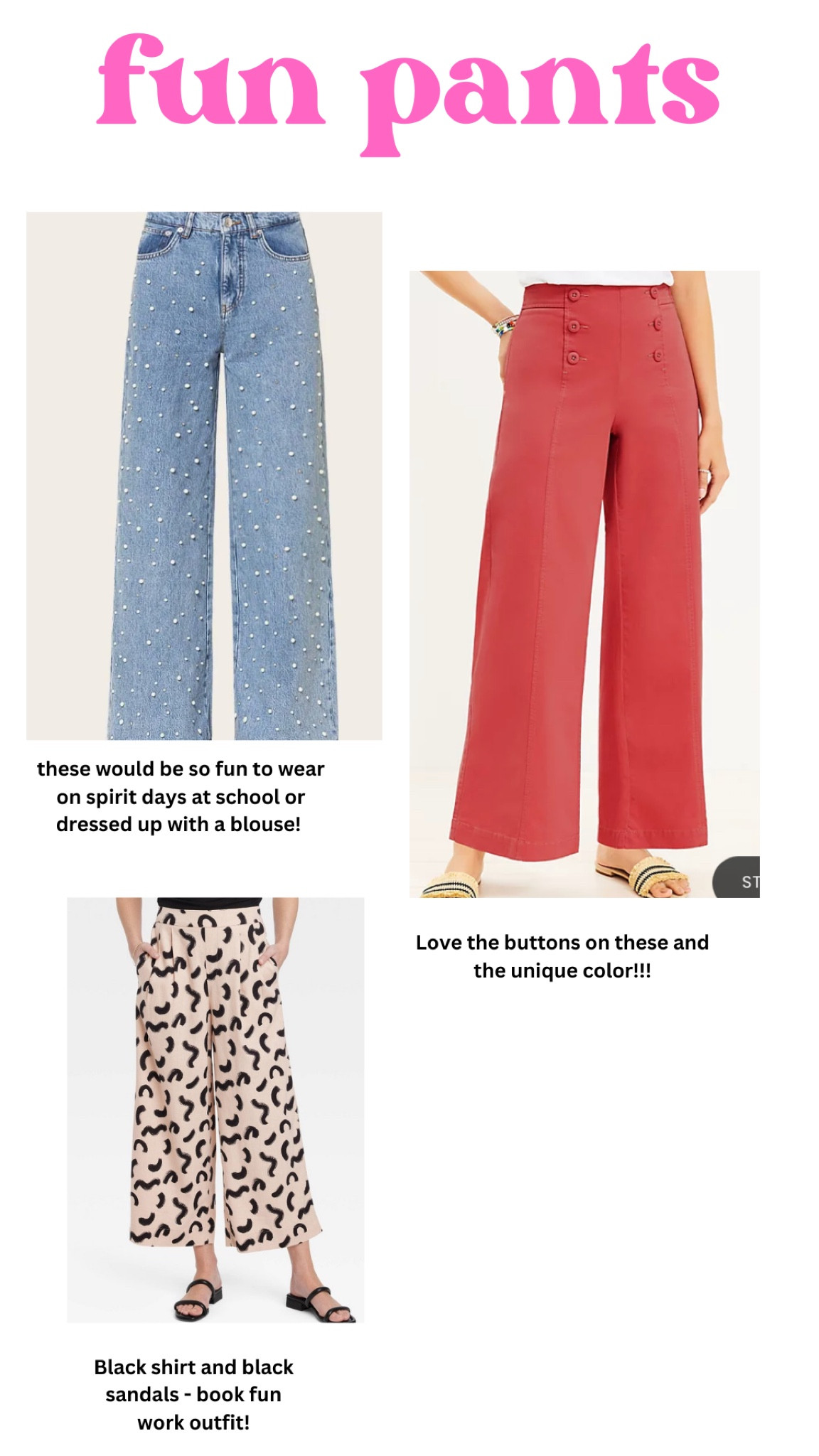 Fun pants! Work pants. Jeans. Denim. Slacks. 


#LTKworkwear #LTKunder100 #LTKunder50