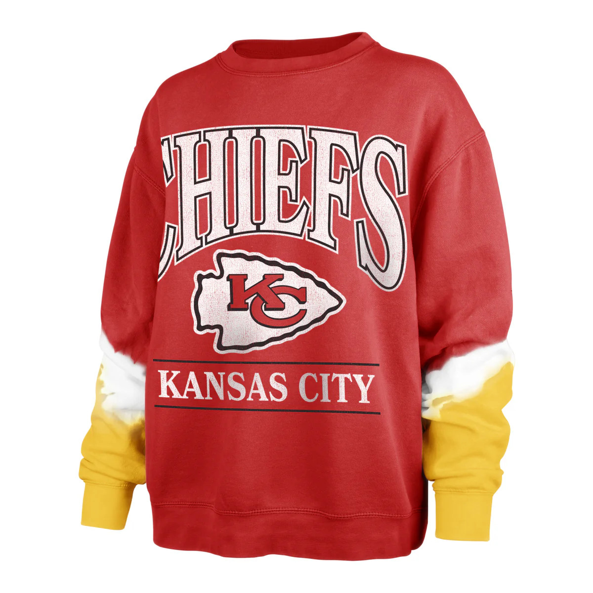 KANSAS CITY CHIEFS SLEEVE DYE '47 BOYFRIEND CREW WOMENS | '47Brand