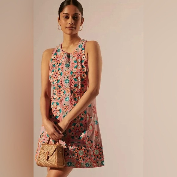 anthropologie Womens Embroidered & Applique Sleeveless dress- Size 2 - NWT | Poshmark