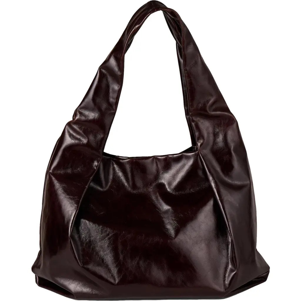SANDRO Large shiny leather bag in Bordeaux at Nordstrom, Size Medium | Nordstrom