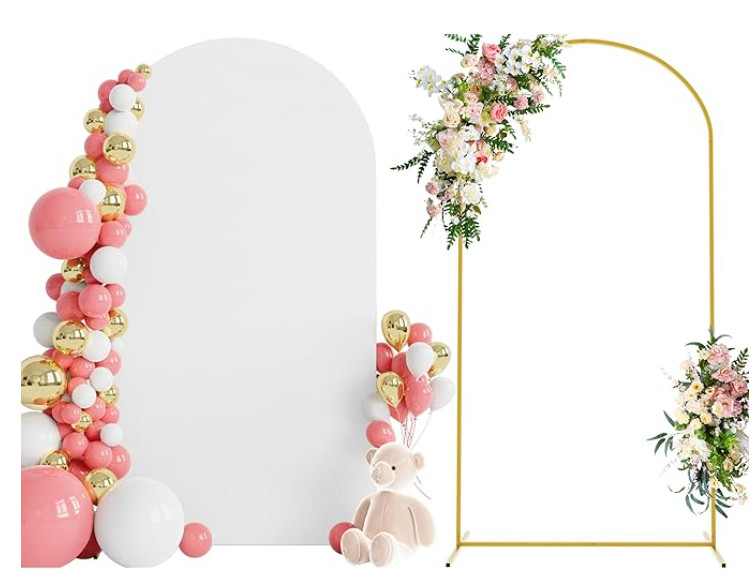  7.2 FT Wedding Arch Backdrop Stand and White Arch Cover, Metal Arch Stand with Arch Stand Cover for Birthday Party Wedding Ceremony Bridal Baby Shower Event Decor 

 #LTKSeasonal #LTKWedding