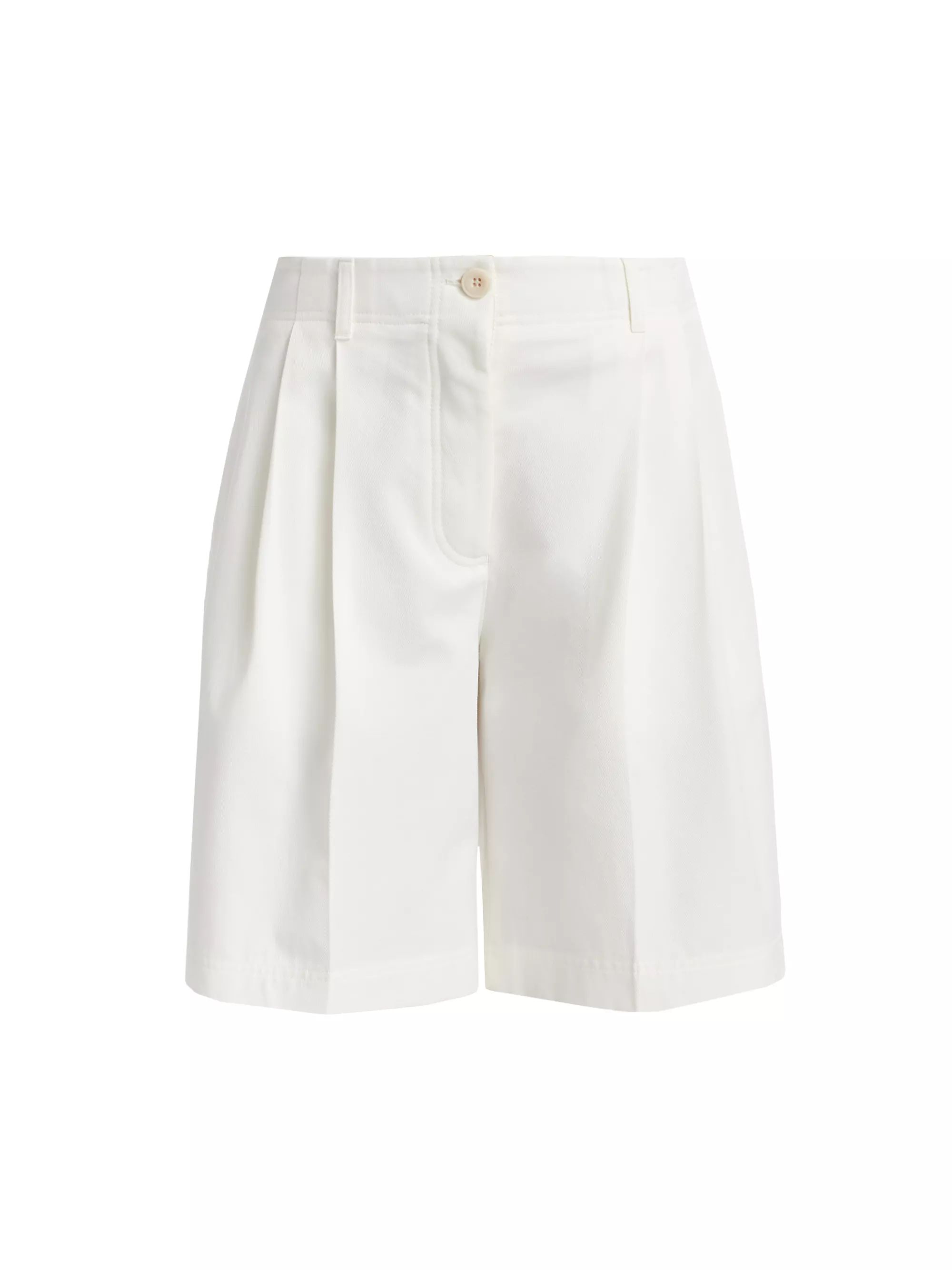 Relaxed Twill Pleated Wide-Leg Shorts | Saks Fifth Avenue