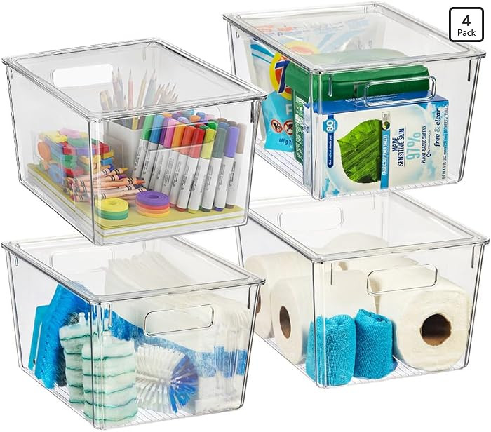 ClearSpace Storage Bin with Lid, Pantry & Desk Organizer, XL, 4 Pack | Amazon (US)