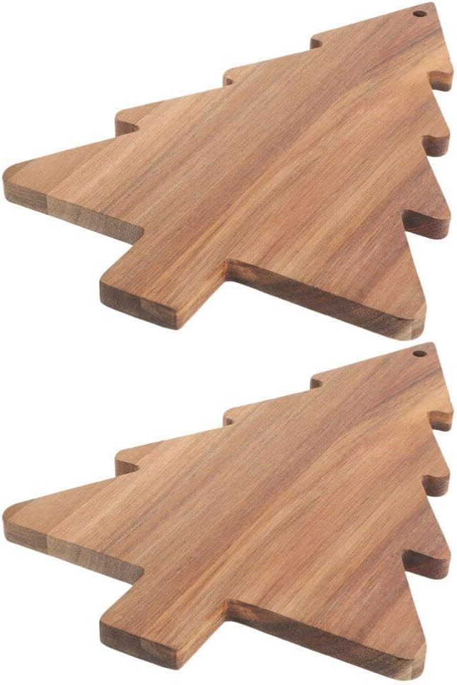 MAGICLULU Christmas Tree Cutting Board - 2Pcs Kitchen Cutting Chopping Board Wooden Serving Tray ... | Amazon (US)