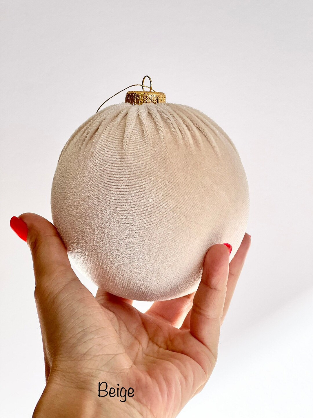 Beige Christmas Ornament Handmade Velvet Balls Christmas - Etsy | Etsy (US)