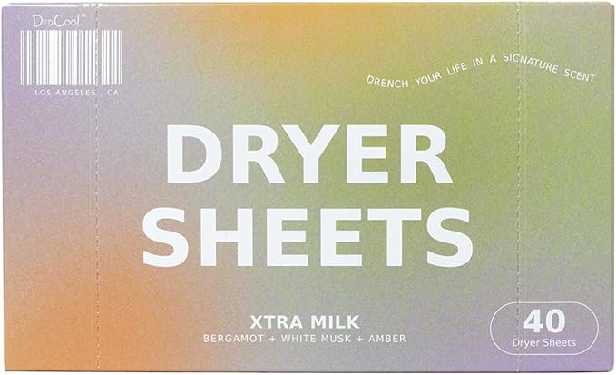 DedCool Dryer Sheets | Xtra Milk | 40 Count | Non-Toxic Vegan Fabric Softener | Bergamot, Vanilla... | Amazon (US)