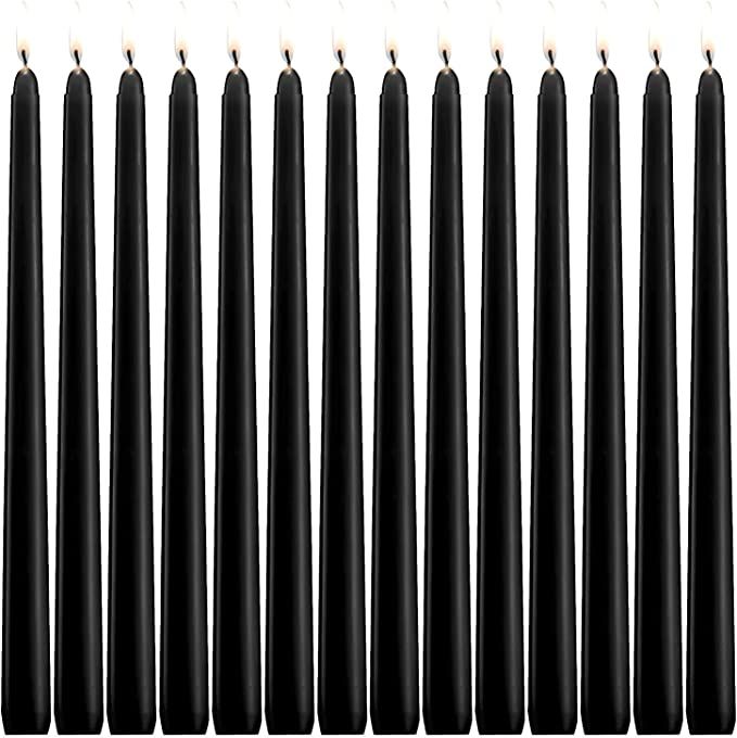 YIHANG Black Taper Candles - Set of 14 Dripless Candles - 10 inch Tall, 3/4 inch Thick - 7.5 Hour... | Amazon (US)