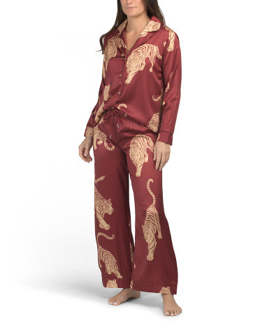 2pc Satin Finish Tiger Print Pajama Set | Family Pajamas | Marshalls | Marshalls