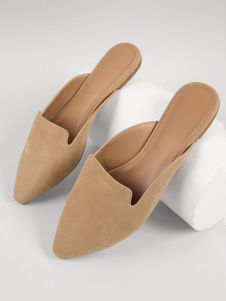 Vegan Leather Notched Slip-On Mules | SHEIN