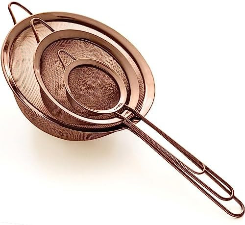 Strainer Set Fine Mesh – Premium 304 Stainless Steel (18/8) – 8″, 5.5″ and 3.3″ Sturdy ... | Amazon (US)