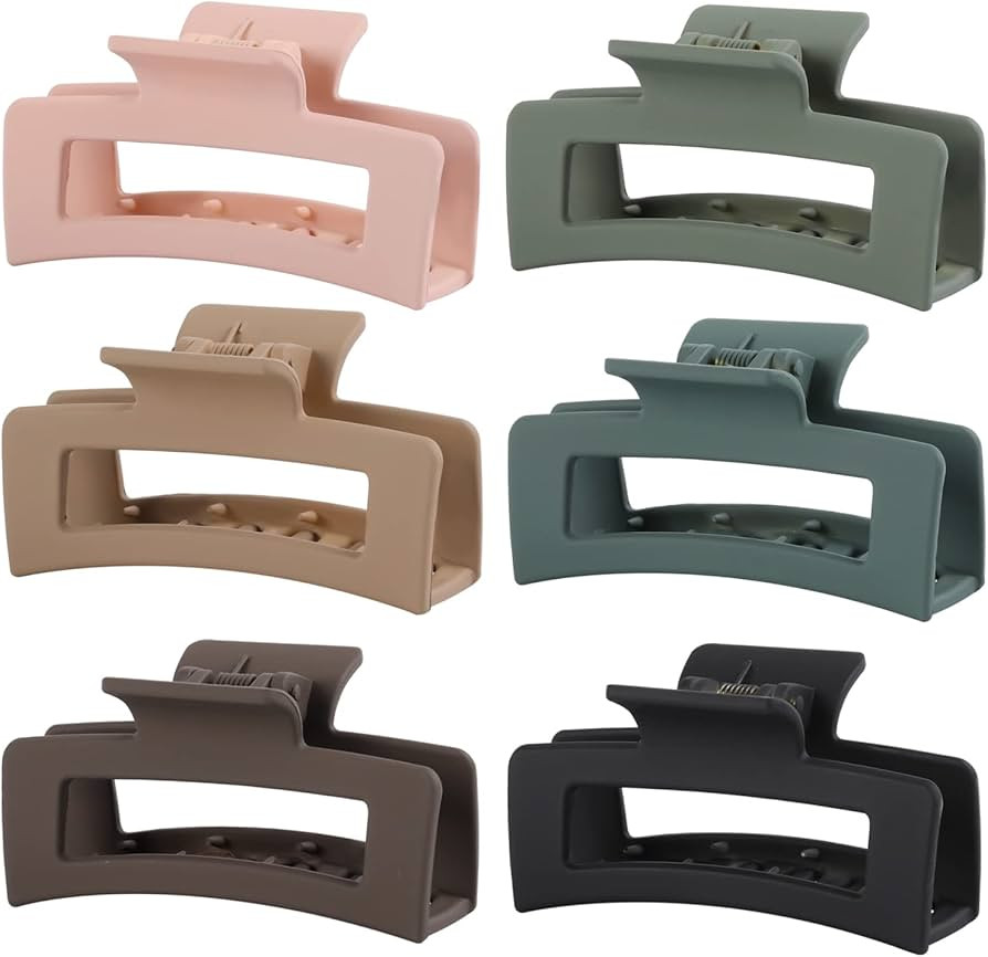6 Pack Square Claw Clips, Hair Claw Clips for Women Girls, 3.5" Medium Non-slip Hair Clips, Recta... | Amazon (US)