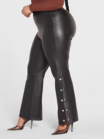 Jeannie Side Button Faux Leather Pants - Fashion To Figure | Fashion to Figure