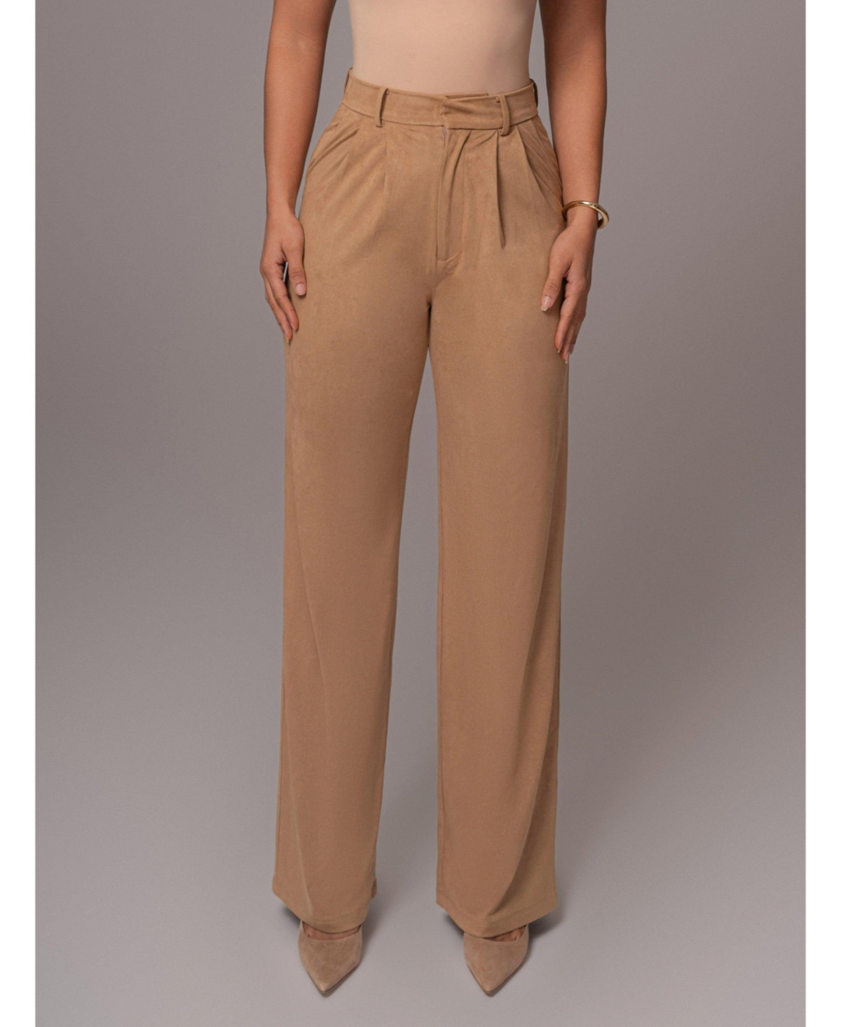 Jluxlabel Women's Classic High Rise Trousers - Beige | Macy's