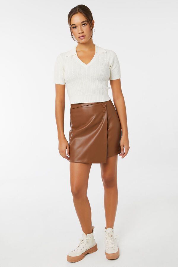 Accent Button Faux Leather Mini Skirt | Ardene