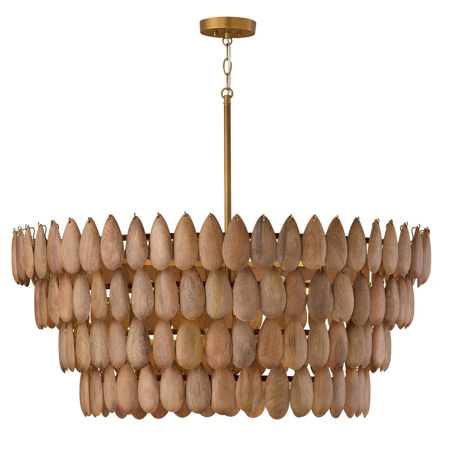 Pendant in Hand-distressed Patinaed Brass and Handcrafted Mango Wood | Wayfair North America
