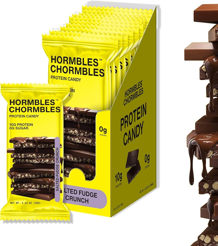 Hormbles Chormbles Protein Candy Bars, Salted Fudge, 10g Protein, 0g Sugar, 140 Calories, Fudge C... | Amazon (US)
