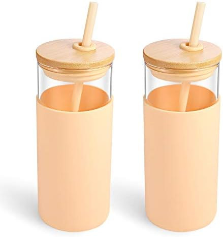 Tronco 20oz Glass Tumbler Glass Water Bottle Straw Silicone Protective Sleeve Bamboo Lid - BPA Fr... | Amazon (US)