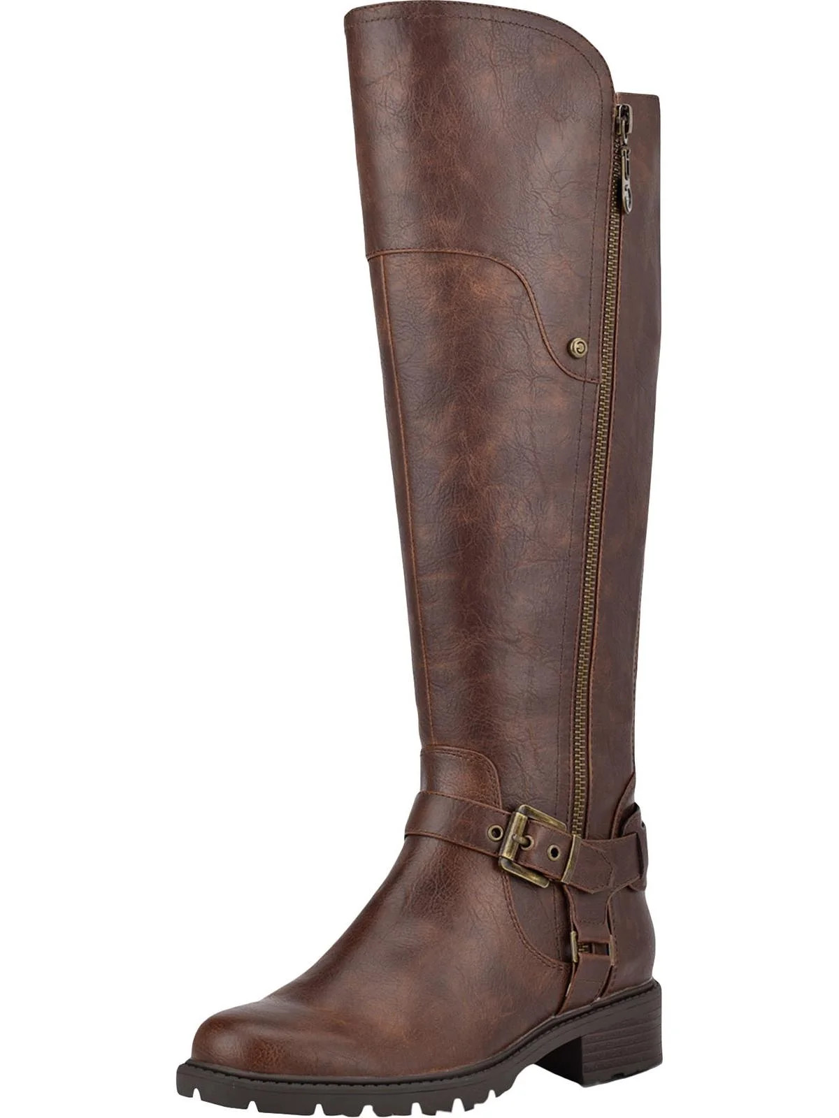 G by Guess Womens Tealin Faux Leather Zipper Riding Boots Brown 6.5 Medium (B,M) | Walmart (US)