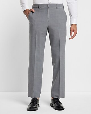 Straight Solid Gray Wool-blend Modern Tech Suit Pant | Express