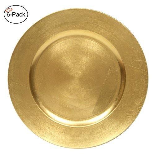 Tiger Chef 13-Inch Gold Metallic Charger Plates Set of 2,4,6, 12 or 24 Dinner Chargers (6-Pack) | Amazon (US)