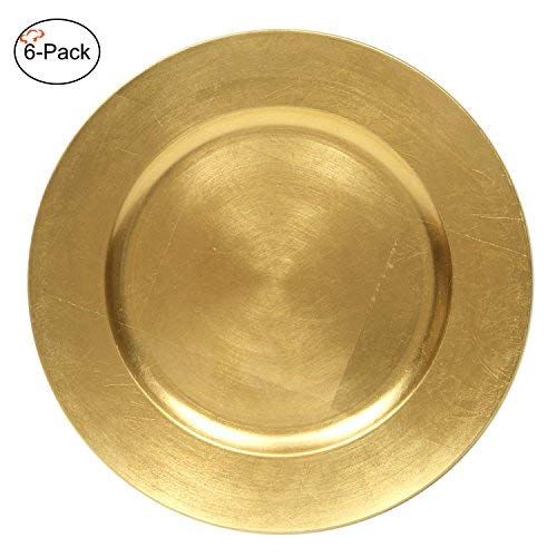 Tiger Chef 13-Inch Gold Metallic Charger Plates Set of 2,4,6, 12 or 24 Dinner Chargers (6-Pack) | Amazon (US)