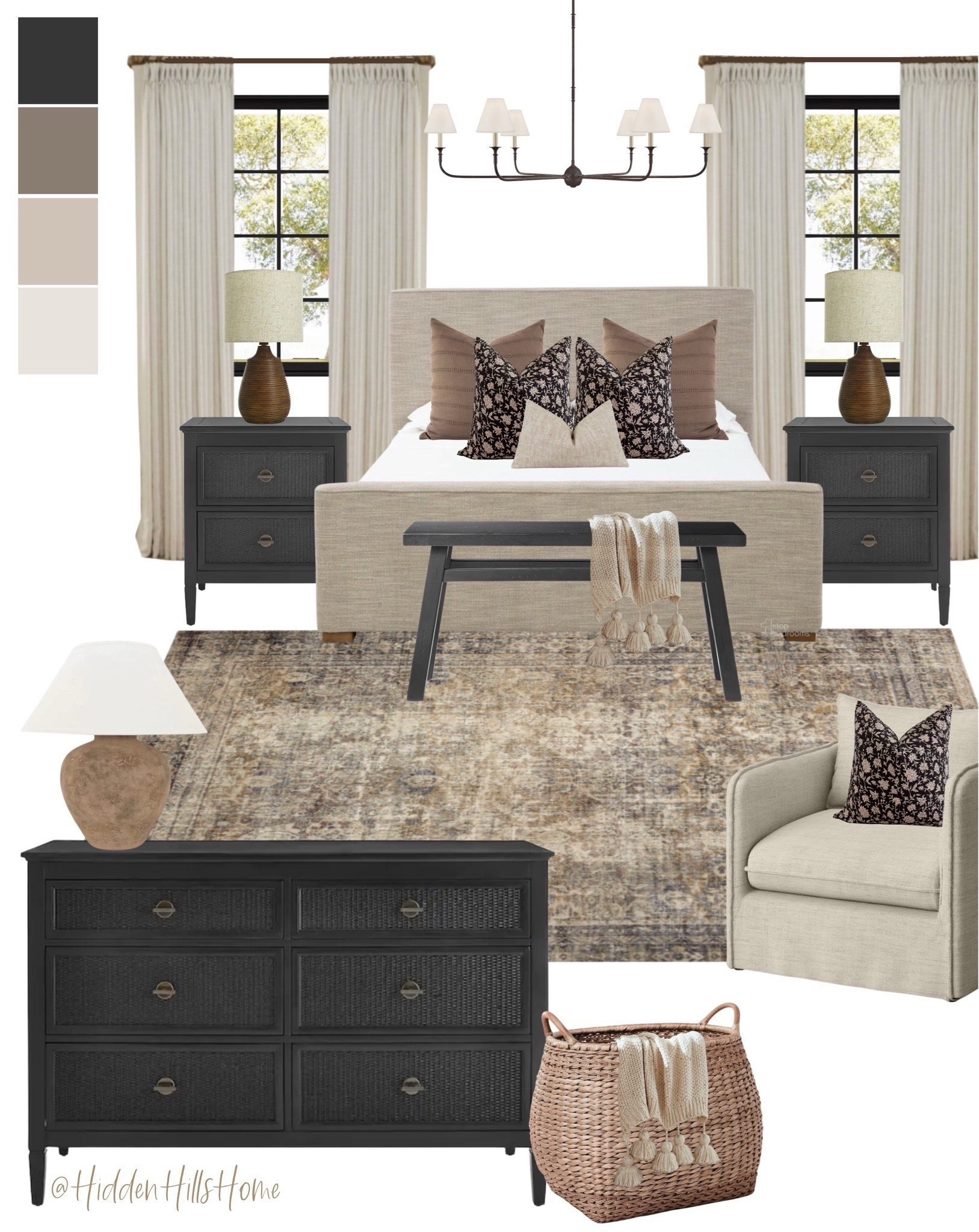 Modern classic bedroom mood board, primary bedroom design ideas, bedroom mood board, bedroom decor #modern-classic 

#LTKHome #LTKSeasonal #LTKSaleAlert