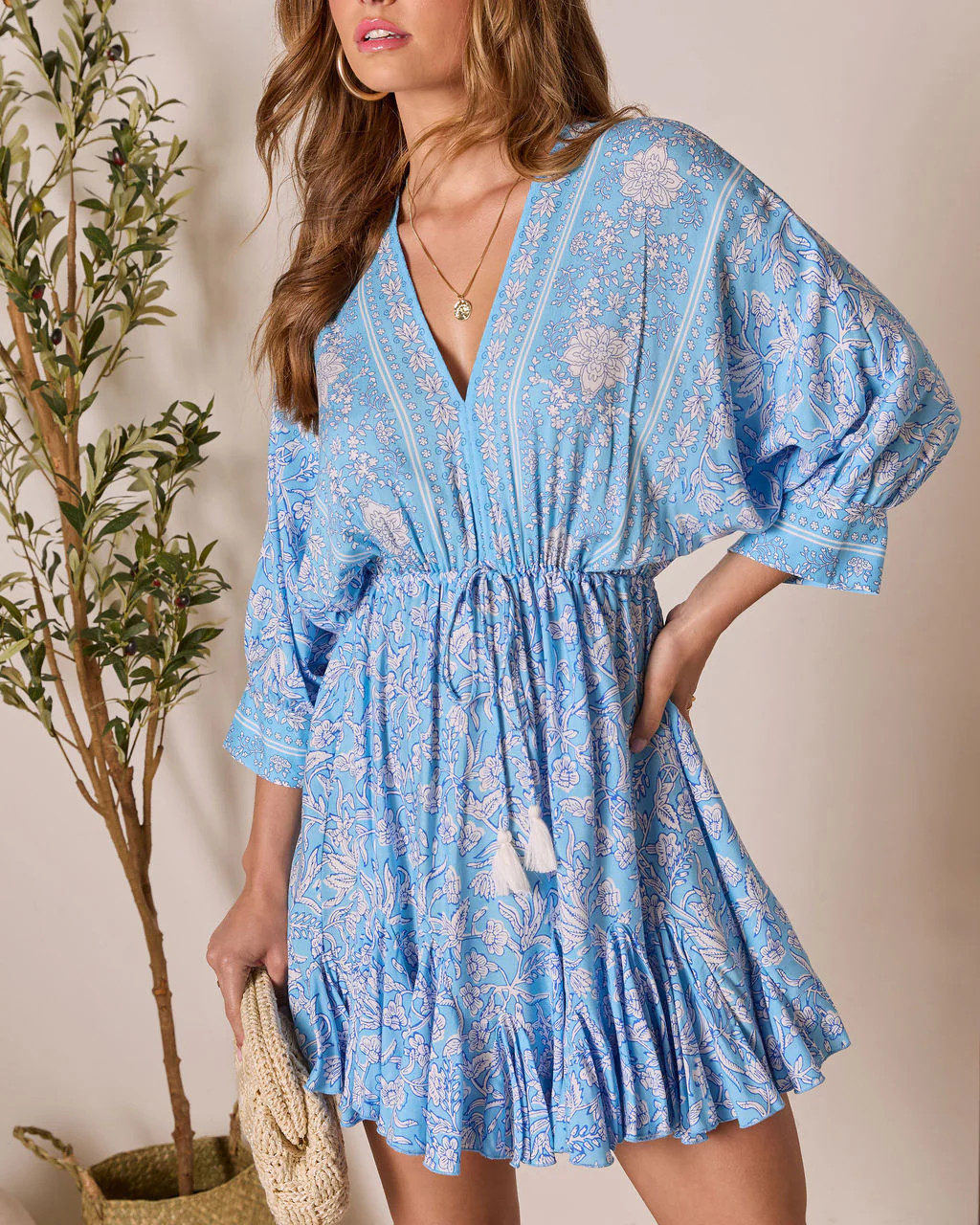 Athena Floral Tassel Tie Mini Dress | VICI
