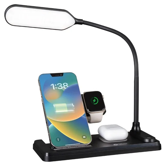 OttLite LED Desk Light with Multi-Device Charging Station, Black | Walmart (US)
