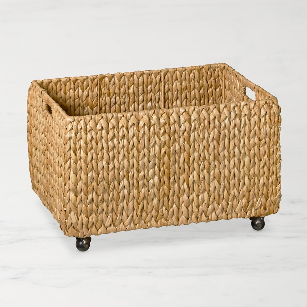 Nantucket Woven Seagrass Rectangular Bin on Wheels | Williams-Sonoma