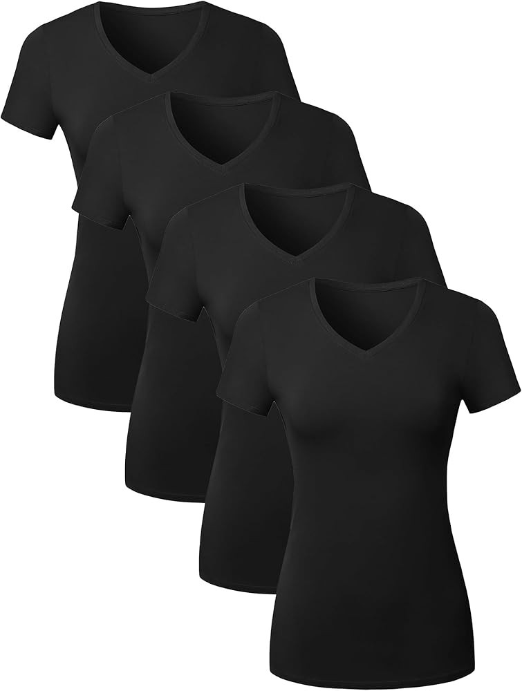 Cotton V Neck T Shirts for Women Short Sleeve Tshirt Basic Tees Vneck Tshirts Womens Tops Undersh... | Amazon (US)