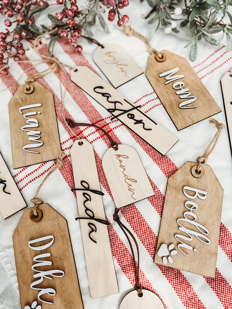 Laser Cut Stocking Tags  Minimalist Stocking Tags  Farmhouse - Etsy | Etsy (US)