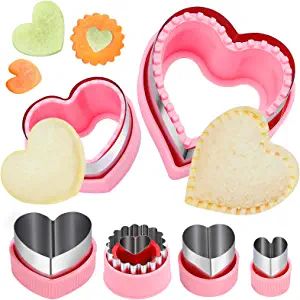 Heart Cookie Cutters Set,6 Pcs Uncrustables Maker Bread Cutters Heart Shapes DIY Cookie Cutters F... | Amazon (US)