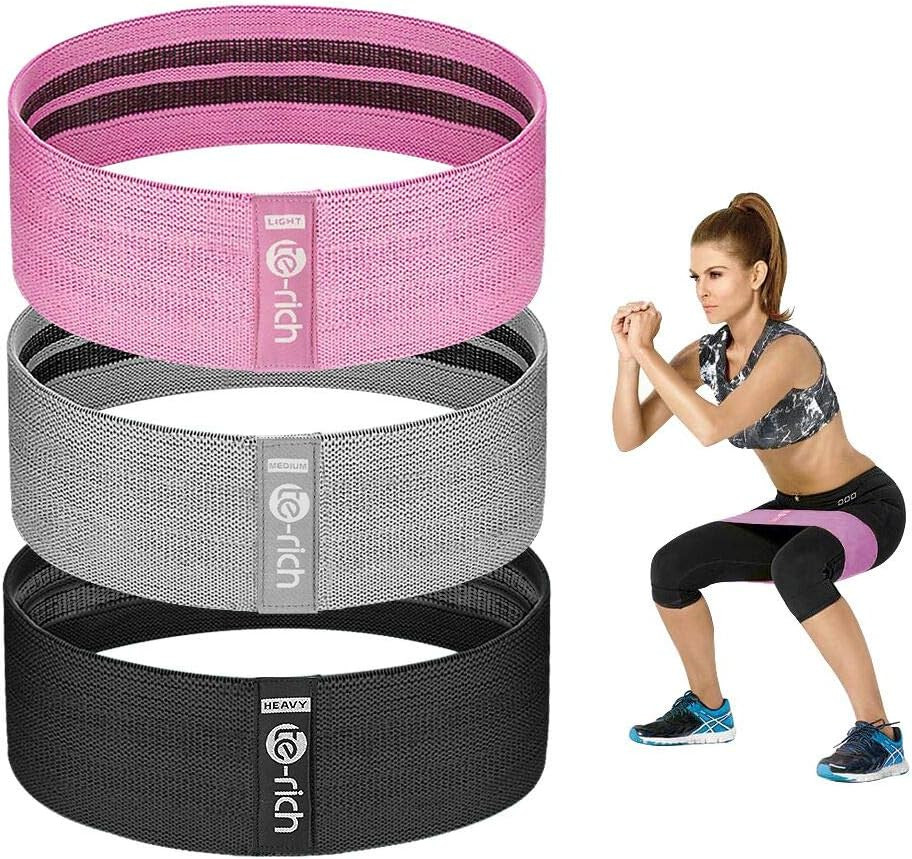 Te-Rich Resistance Bands for Legs and Butt, Fabric Workout Loop Bands, Set of 3 | Amazon (US)