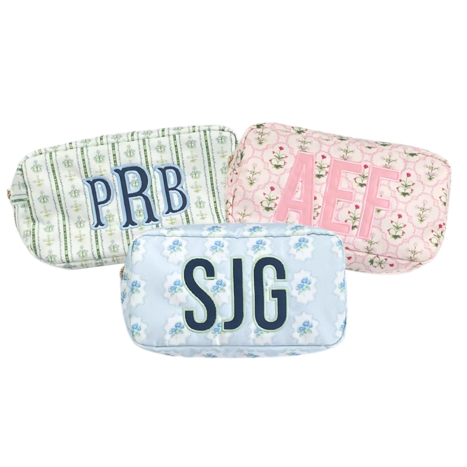 Embroidered Printed Nylon Pouch with Applique | Sprinkled With Pink