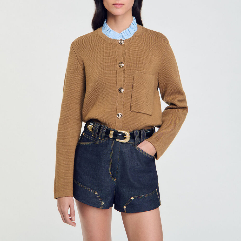 Knit Cardigan With Detachable Collar | Sandro US | Sandro-Paris US