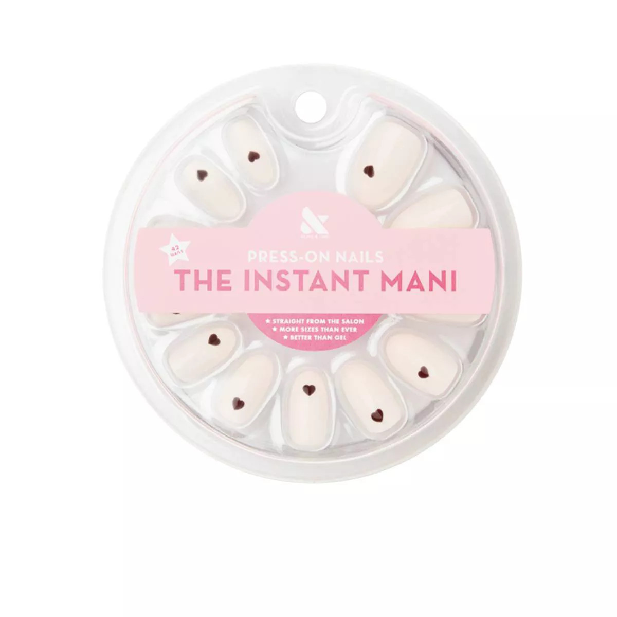 Olive & June Press On Fake Nails - Oval Medium Vampy Heart - 42ct | Target