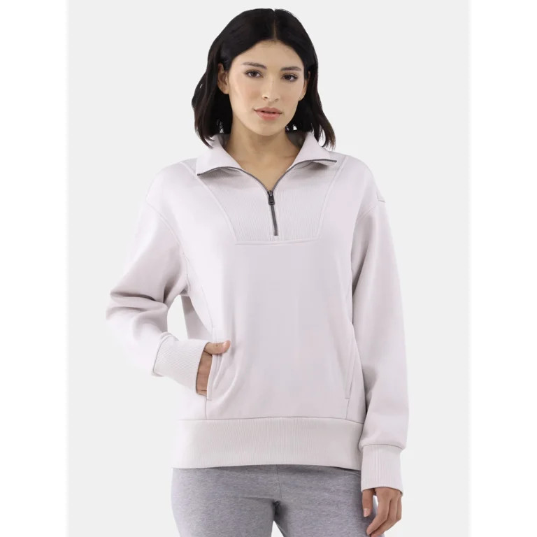 Avia Women's and Women's Plus Fleece-Lined Quarter-Zip Pullover, Sizes XS-4X | Walmart (US)