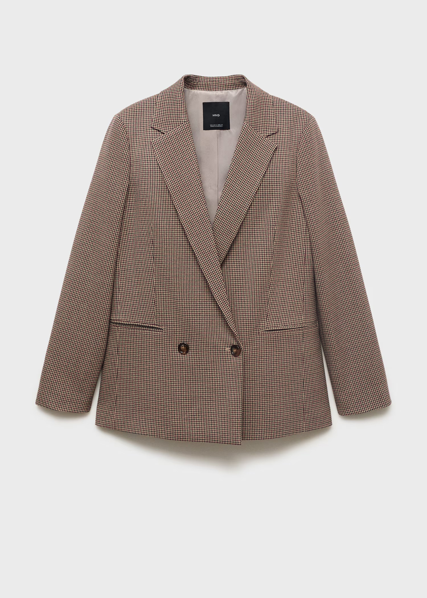 Micro-houndstooth double-breasted jacket | Mango (US/MX/AU)