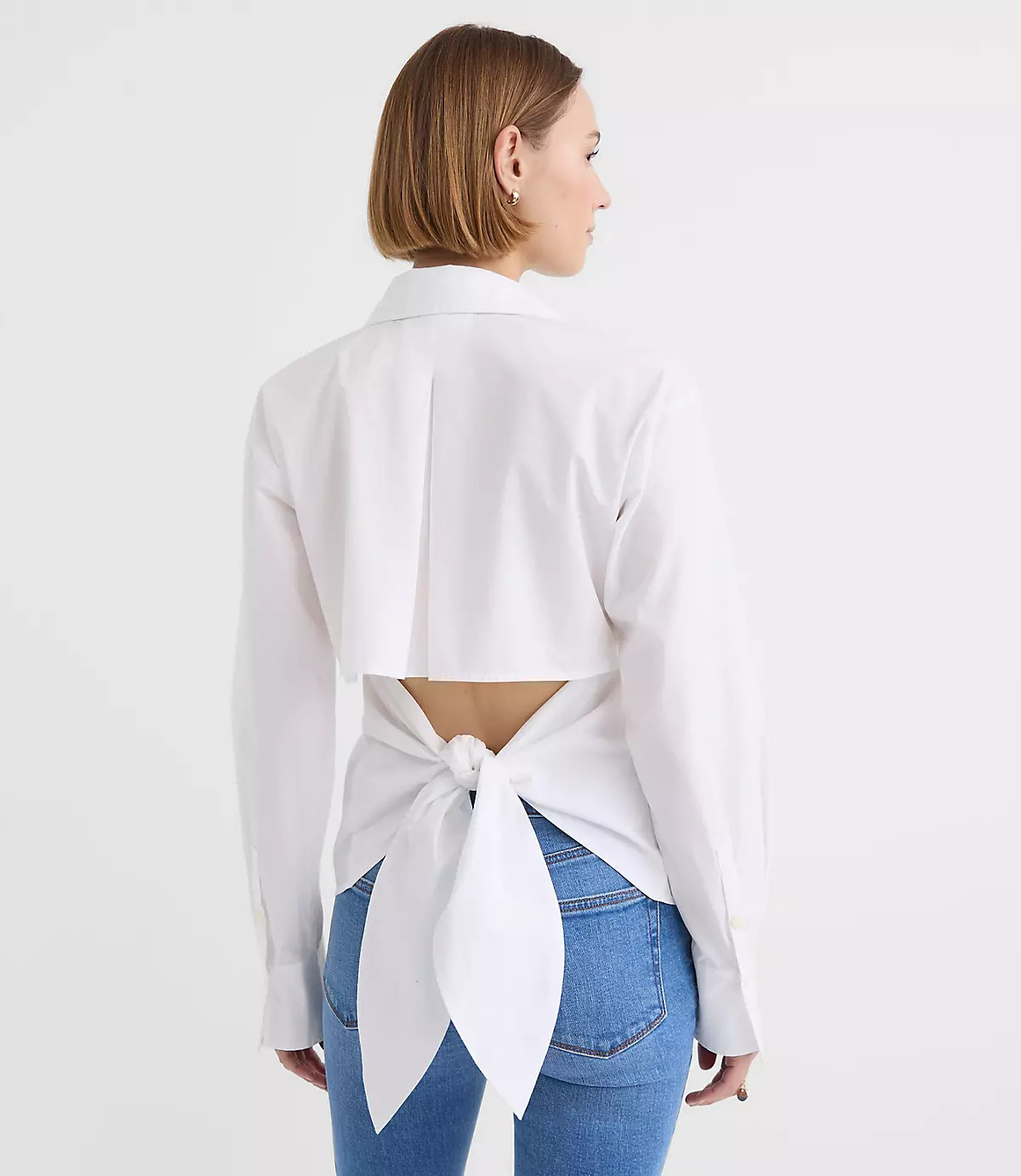 Striped Cutout Tie Back Poplin Shirt | LOFT