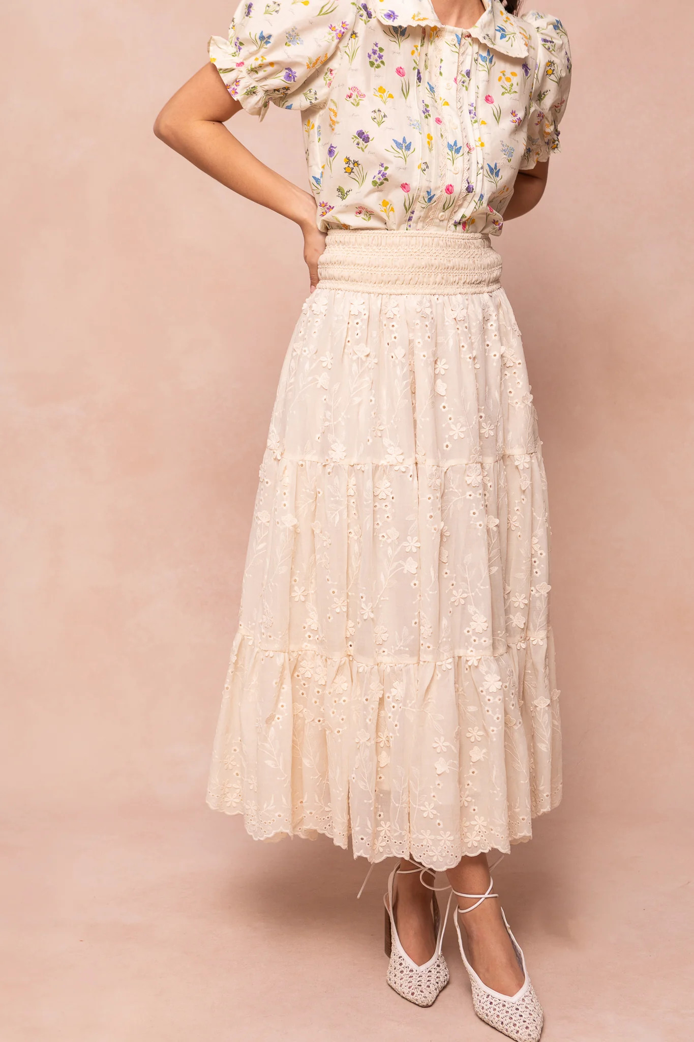 Zoey Skirt in Cream Eyelet | Ivy City Co