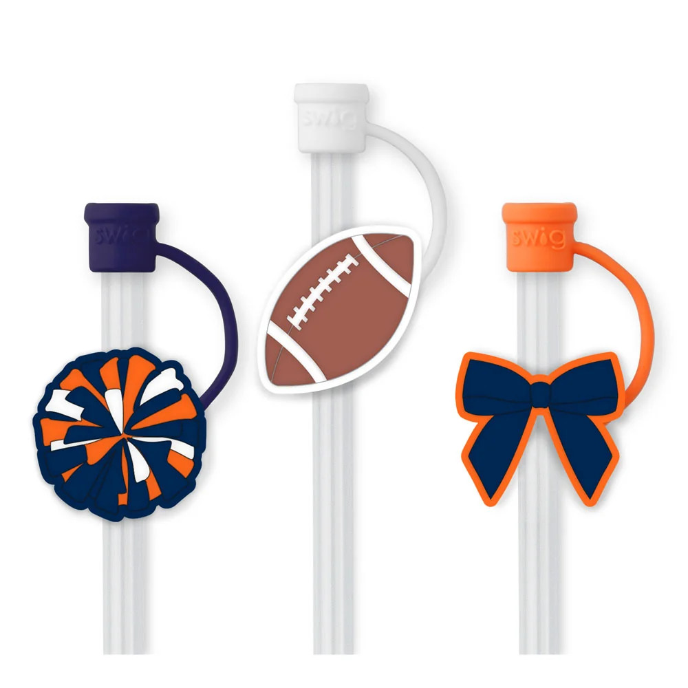 We've Got Spirit Navy + Orange Straw Topper Set | Swig Life