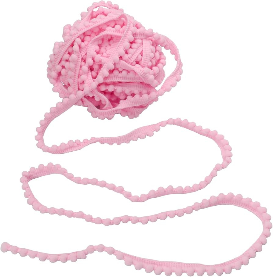 Homiest 10 Yards Pom Pom Trim for Sewing, 1/2 Inch Wide Light Pink Ribbon Bundles Textured Fabric... | Amazon (US)