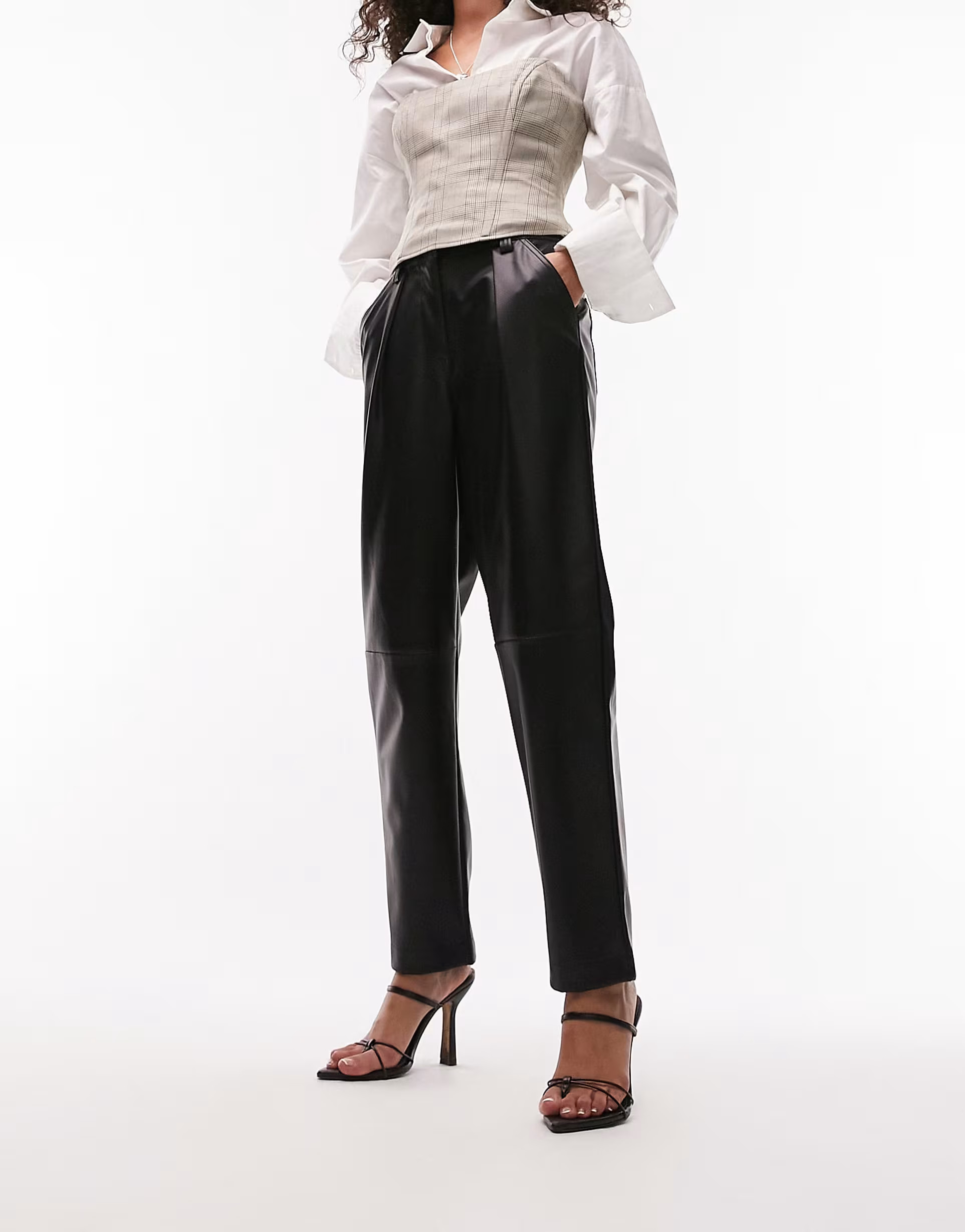 Topshop faux leather high rise peg pants in black | ASOS (Global)