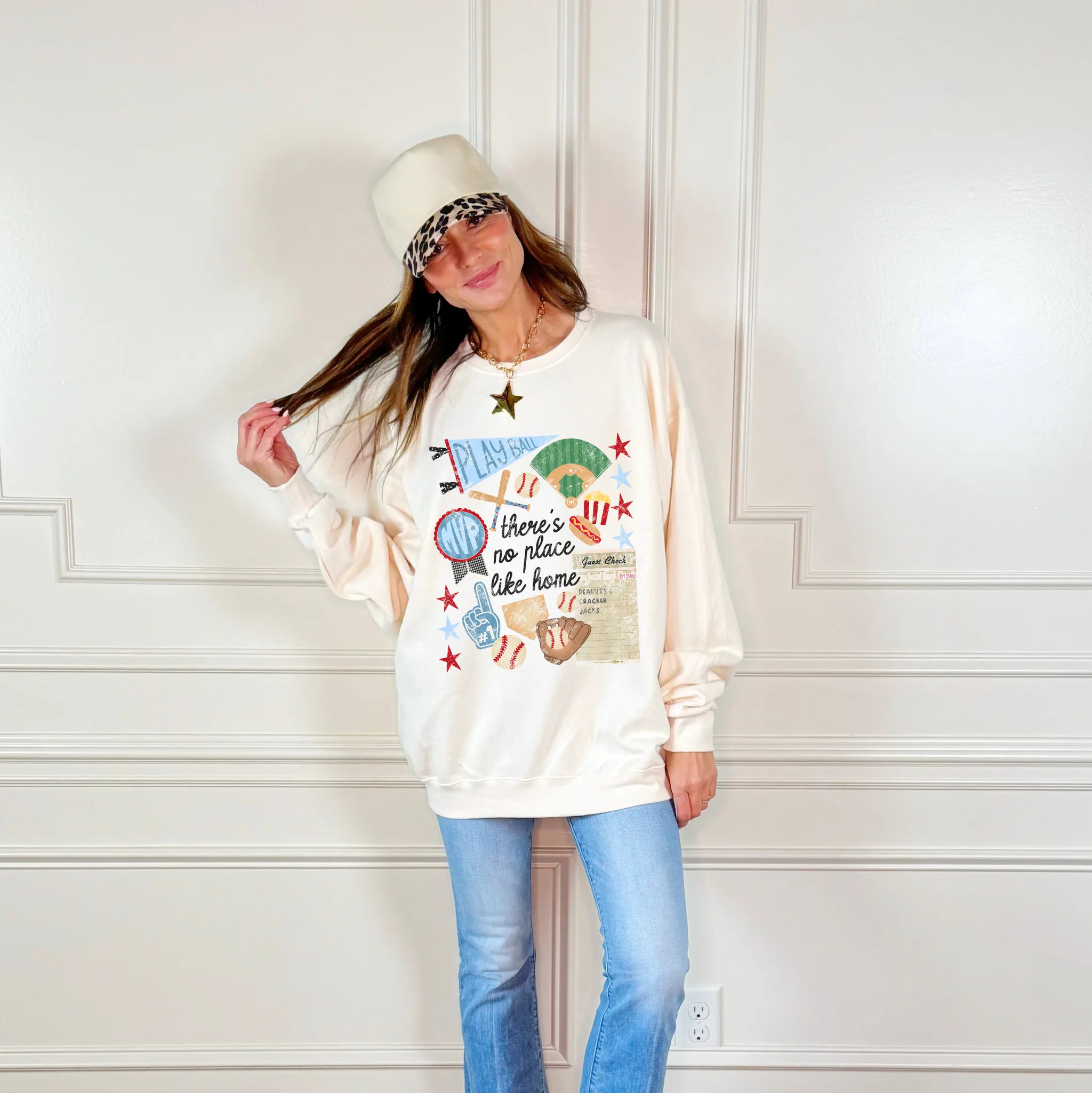No Place Like Home Baseball Collage Sweatshirt | Poppy & Pine