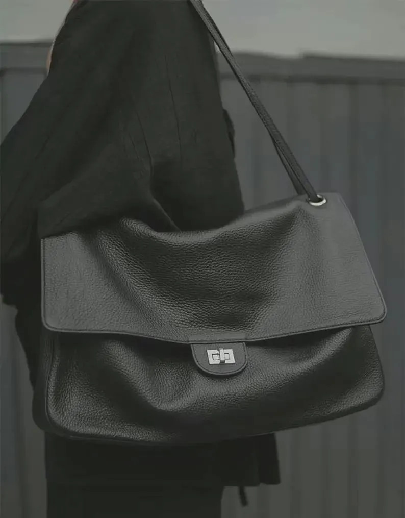 Soft Leather Shoulder Bags, Genuine Cow Leather Tote Bag, Slouchy Style Leather Handbags, Genuine Leather Shoulder Bag | Etsy (Global)